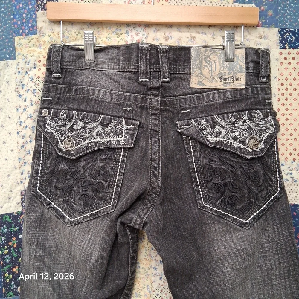 Vintage Y2K Southpole Black Denim‎ Skater Jeans Size 30 Jesse Pinkman Paisley